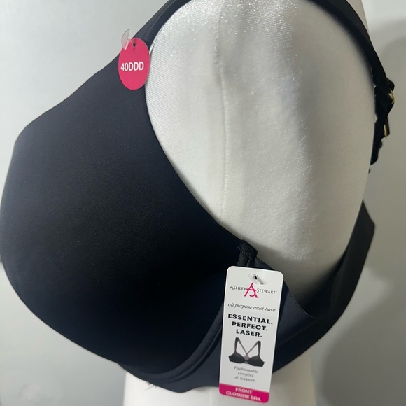 Ashley Stewart Black Bra Front Closure Seamless Plus Size 40DDD Full Coverage - Picture 2 of 4